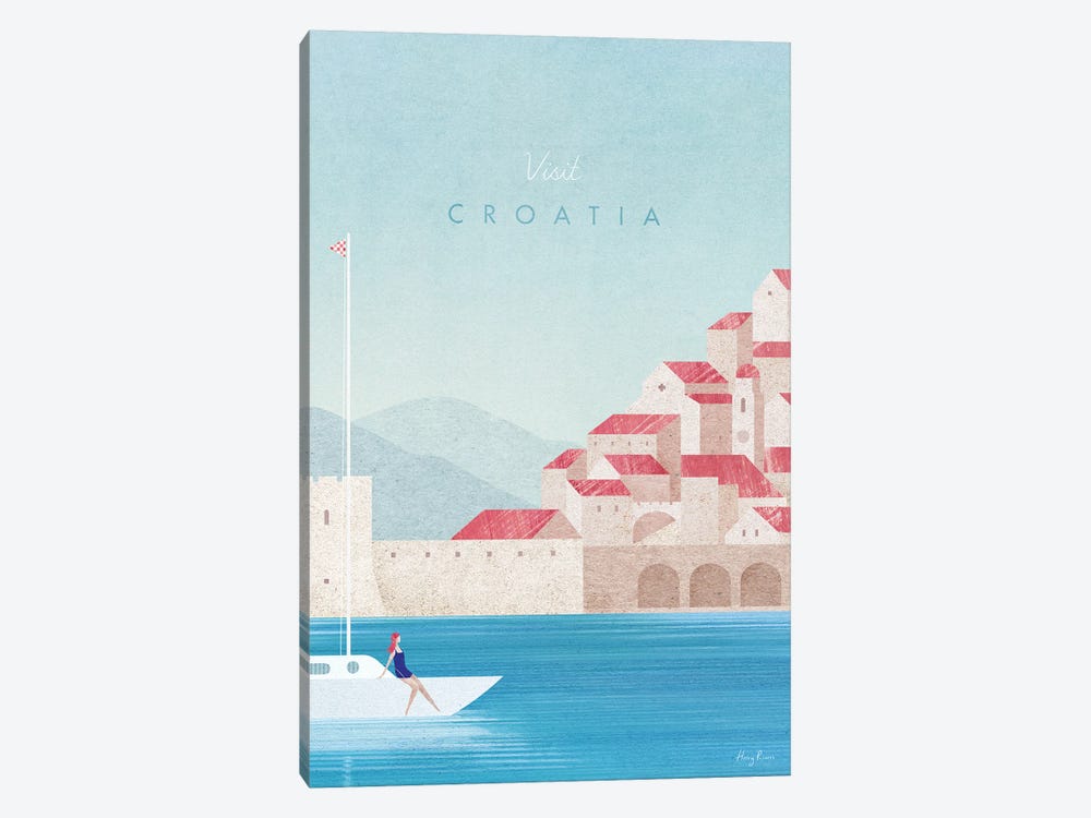 Croatia Travel Poster by Henry Rivers 1-piece Canvas Print