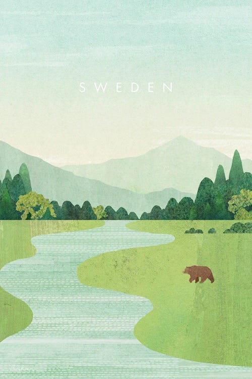 Sweden Travel Poster by Henry Rivers wall art