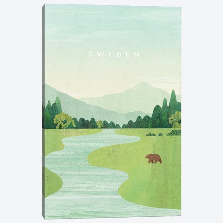 Sweden Travel Poster Canvas Print #RIV39} by Henry Rivers Canvas Art