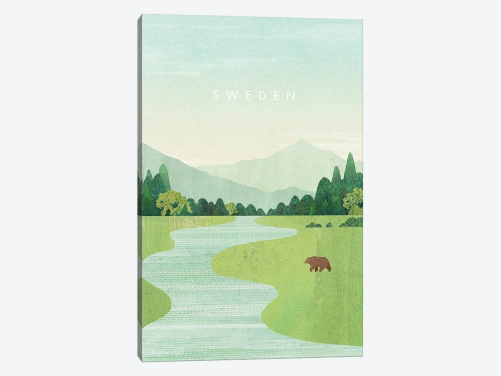 Sweden Travel Poster by Henry Rivers 1-piece Canvas Art Print