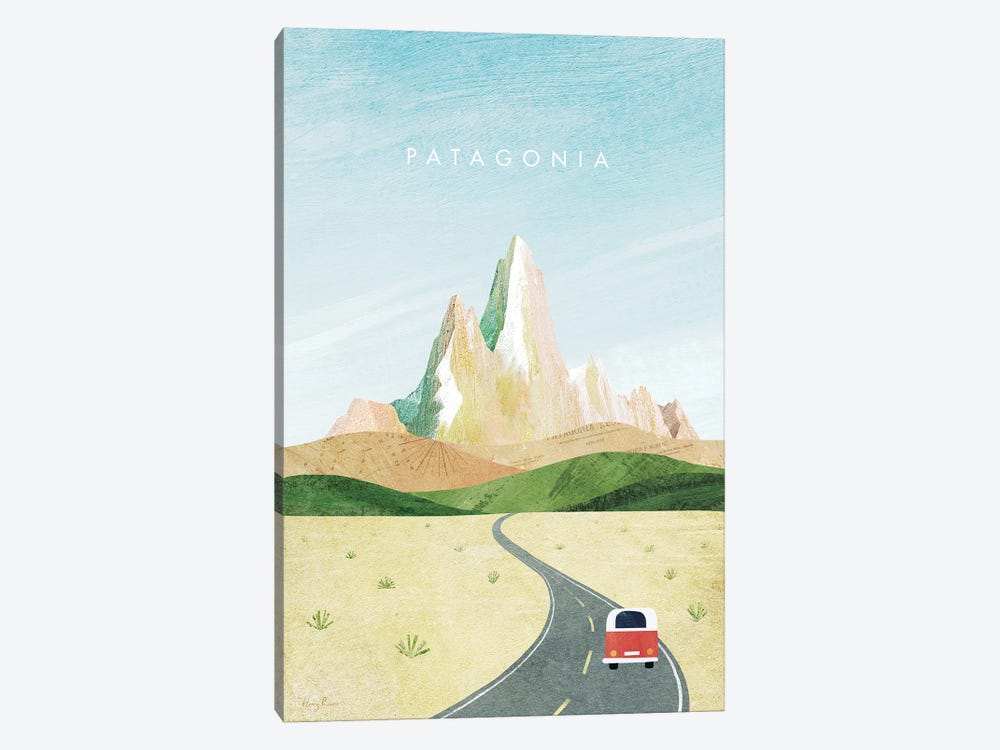 Patagonia Travel Poster by Henry Rivers 1-piece Canvas Art Print