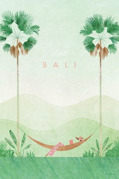 Bali Travel Poster by Henry Rivers metal wall art