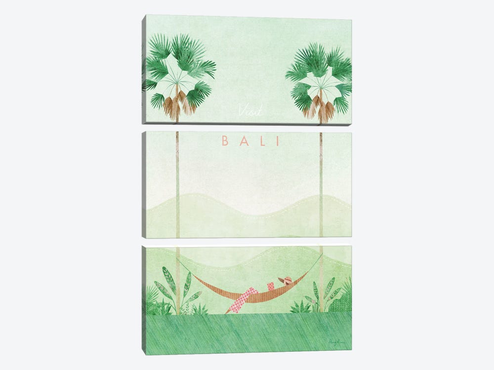Bali Travel Poster by Henry Rivers 3-piece Canvas Art