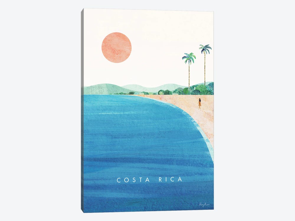 Costa Rica Travel Poster by Henry Rivers 1-piece Canvas Wall Art