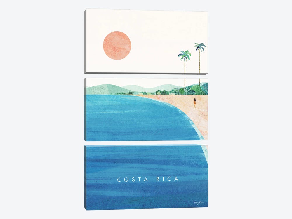 Costa Rica Travel Poster by Henry Rivers 3-piece Canvas Artwork