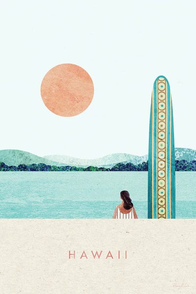 Hawaii Surf Travel Poster by Henry Rivers art print