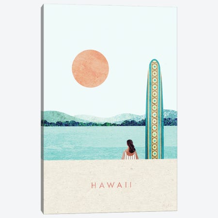 Hawaii Surf Travel Poster Canvas Print #RIV46} by Henry Rivers Canvas Art