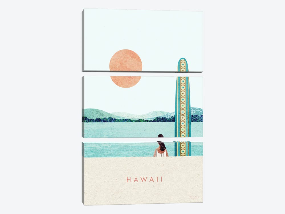 Hawaii Surf Travel Poster by Henry Rivers 3-piece Canvas Print