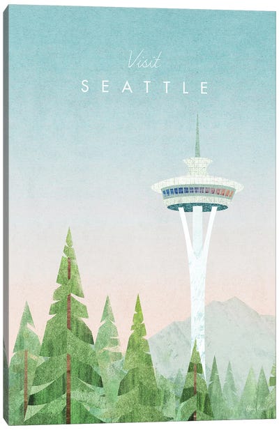 Seattle Travel Poster Canvas Art Print - Famous Architecture & Engineering