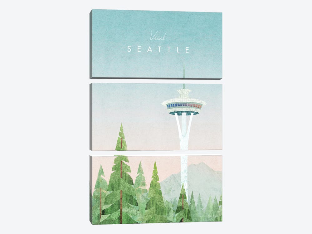Seattle Travel Poster by Henry Rivers 3-piece Canvas Artwork