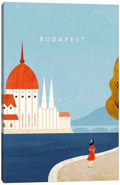 Budapest, Hungary Travel Poster Canvas Art Print - Turquoise Art