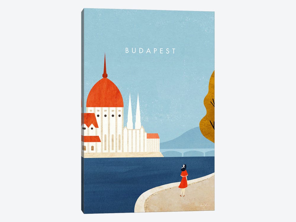 Budapest, Hungary Travel Poster by Henry Rivers 1-piece Canvas Print