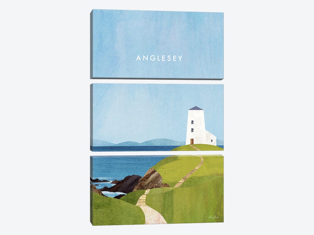 Anglesey, Wales Travel Poster by Henry Rivers 3-piece Canvas Wall Art
