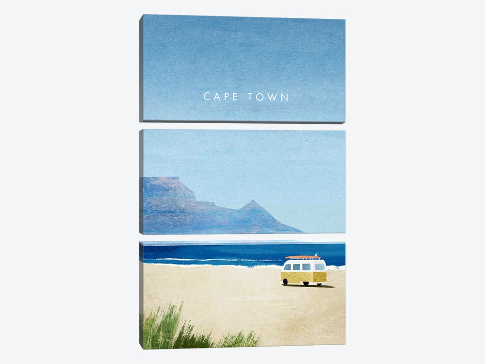 Cape Town, South Africa Travel Poster by Henry Rivers 3-piece Canvas Wall Art