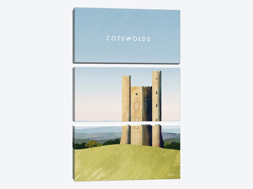 Cotswolds, England Travel Poster by Henry Rivers 3-piece Canvas Art Print