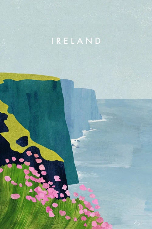 Ireland, Cliffs Of Moher Travel Poster by Henry Rivers wall art