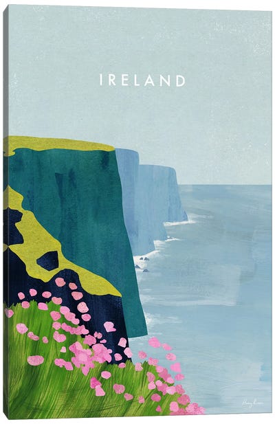 Ireland, Cliffs Of Moher Travel Poster Canvas Art Print - Henry Rivers