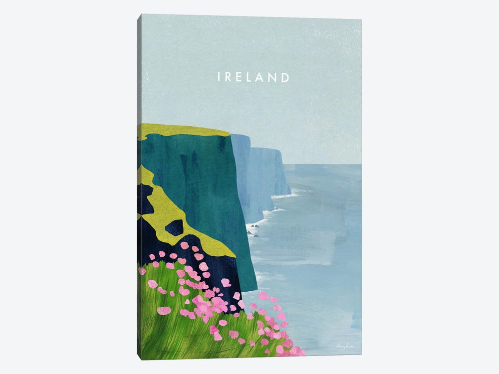 Ireland, Cliffs Of Moher Travel Poster by Henry Rivers 1-piece Canvas Wall Art