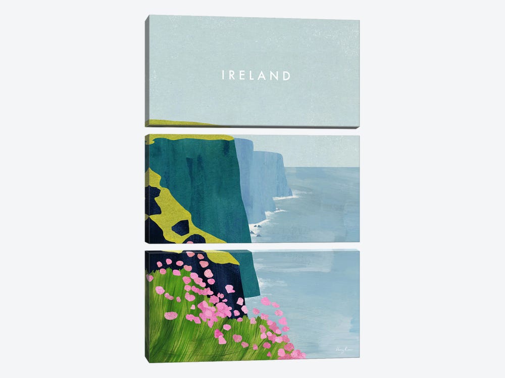 Ireland, Cliffs Of Moher Travel Poster by Henry Rivers 3-piece Canvas Art