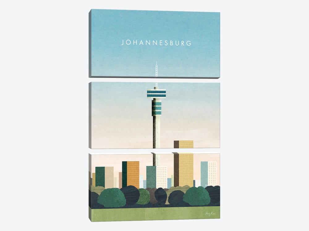 Johannesburg Travel Poster by Henry Rivers 3-piece Canvas Print