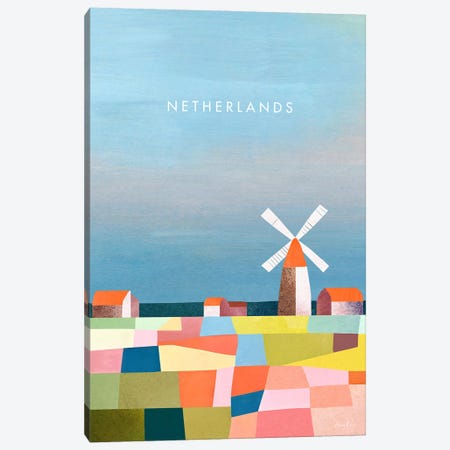 Netherlands Travel Poster Canvas Print #RIV64} by Henry Rivers Canvas Art