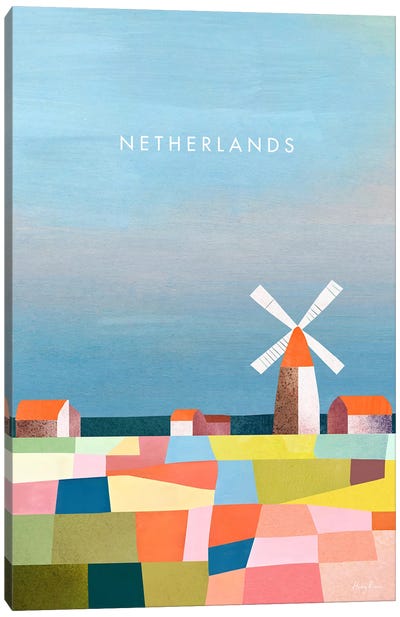Netherlands Travel Poster Canvas Art Print - Henry Rivers