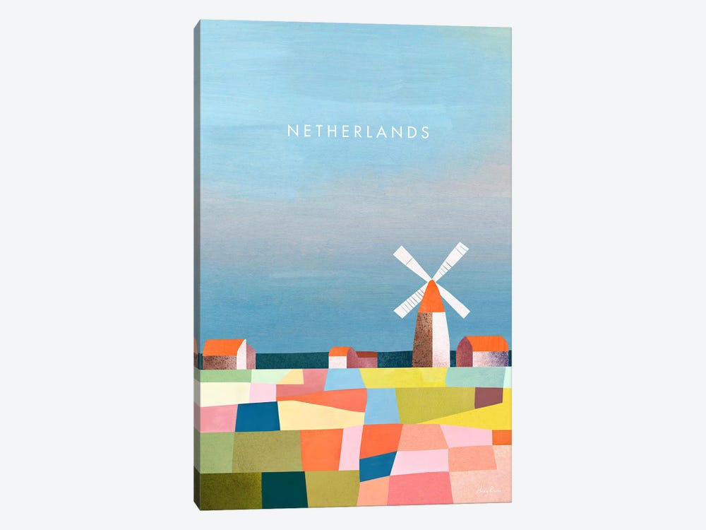 Netherlands Travel Poster by Henry Rivers 1-piece Canvas Print