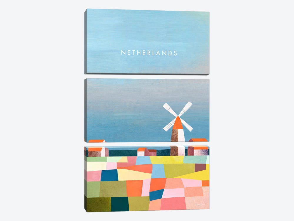 Netherlands Travel Poster by Henry Rivers 3-piece Art Print