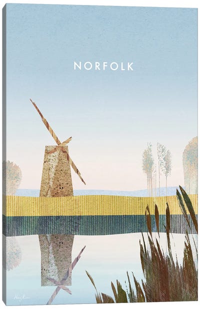 Norfolk, England Travel Poster Canvas Art Print - Henry Rivers