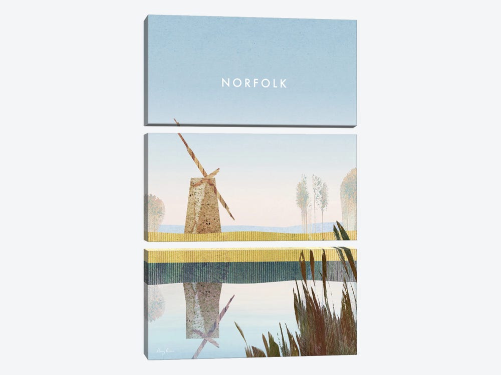 Norfolk, England Travel Poster by Henry Rivers 3-piece Canvas Artwork