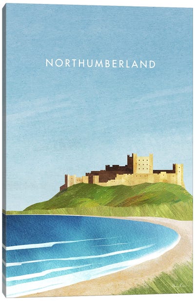 Northumberland, England Travel Poster Canvas Art Print - Henry Rivers