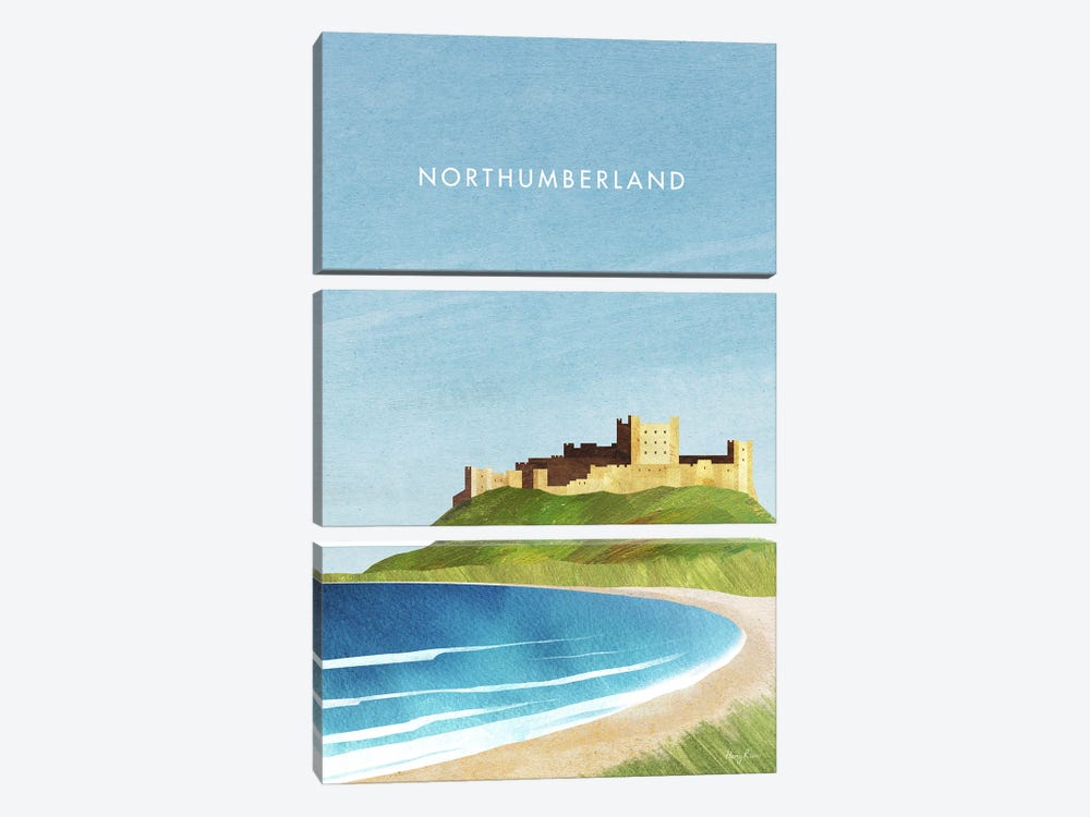 Northumberland, England Travel Poster by Henry Rivers 3-piece Art Print