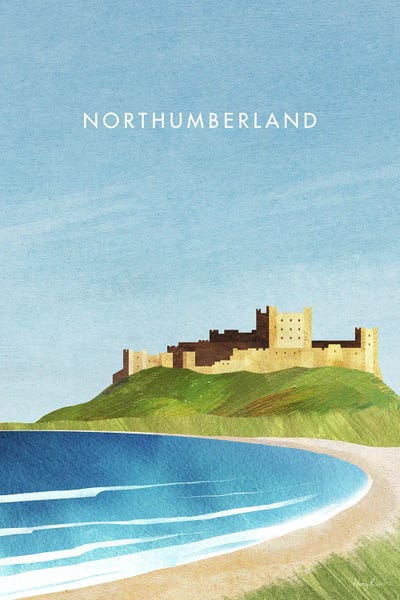 Castles & Palaces: Northumberland, England Travel Poster by Henry Rivers