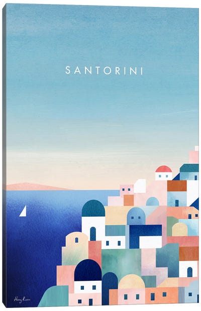 Santorini, Greece Travel Poster Canvas Art Print - Greece Art