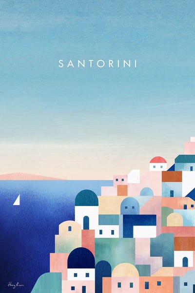 Henry Rivers: Santorini, Greece Travel Poster by Henry Rivers