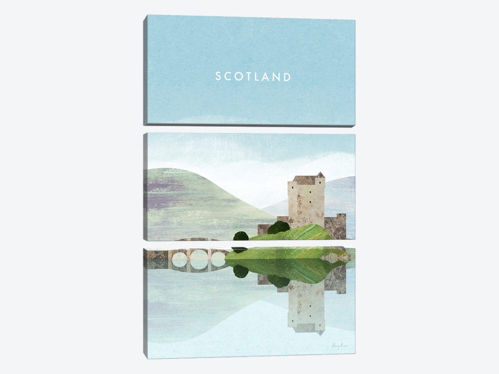 Scotland Travel Poster by Henry Rivers 3-piece Canvas Print