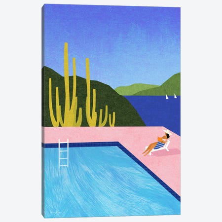 Swimming Pool Canvas Print #RIV71} by Henry Rivers Canvas Wall Art