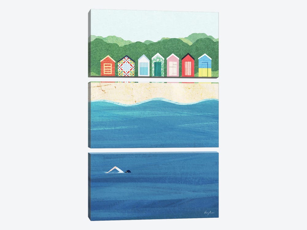 Beach Huts by Henry Rivers 3-piece Art Print