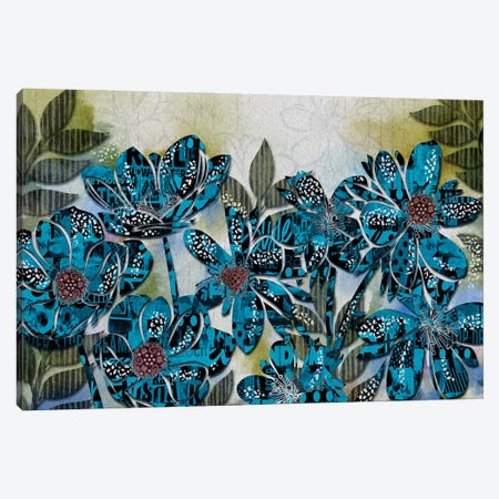 Modern Floral Blue Canvas Print #RJO54} by Robin Jorgensen Canvas Art