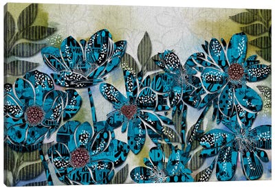 Modern Floral Blue Canvas Art Print - Robin Jorgensen