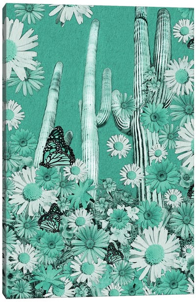 Desert Blooms Teal Canvas Art Print - Robin Jorgensen