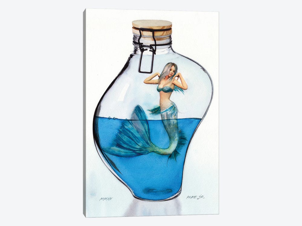 Mermaid In Jar IV by REME Jr 1-piece Art Print