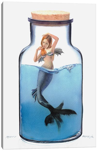Mermaid In Jar V Canvas Art Print - REME Jr