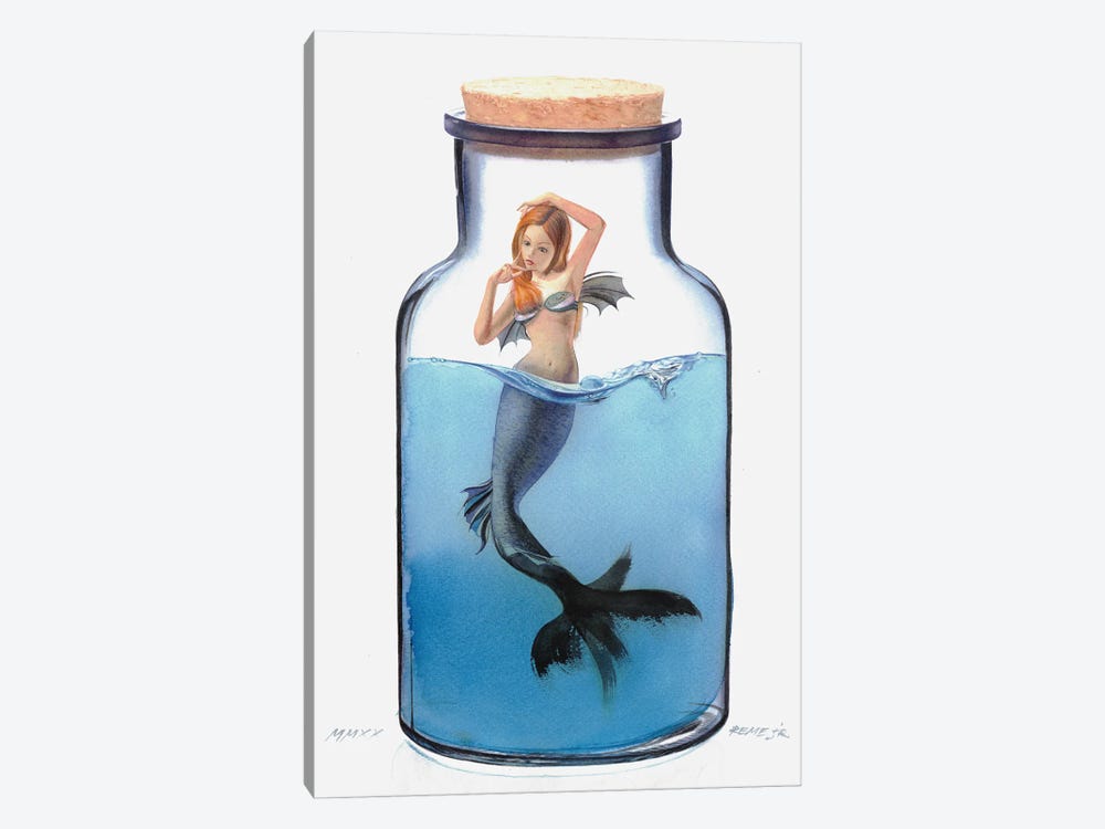 Mermaid In Jar V by REME Jr 1-piece Canvas Art