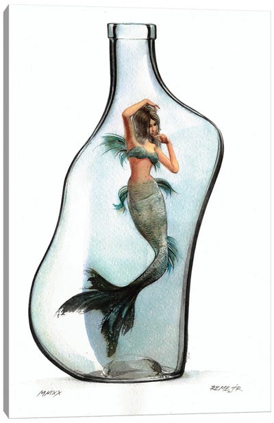 Mermaid In Jar VII Canvas Art Print - REME Jr
