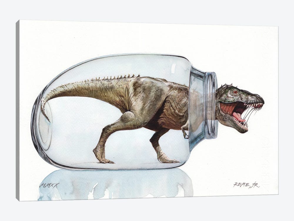 T Rex In Jar by REME Jr 1-piece Canvas Art