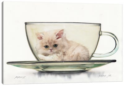 Kitten In Glass Canvas Art Print - REME Jr