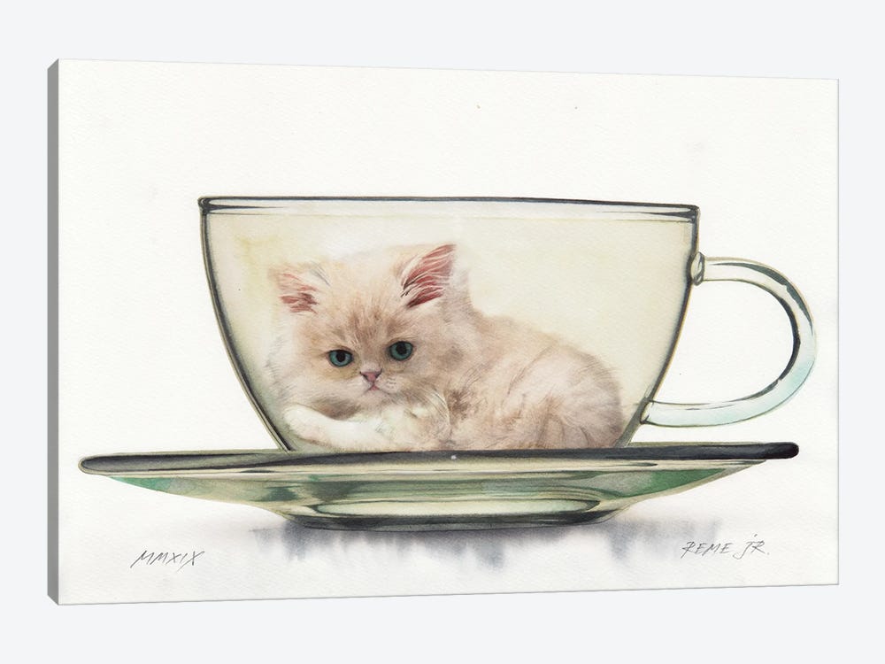 Kitten In Glass by REME Jr 1-piece Canvas Art Print