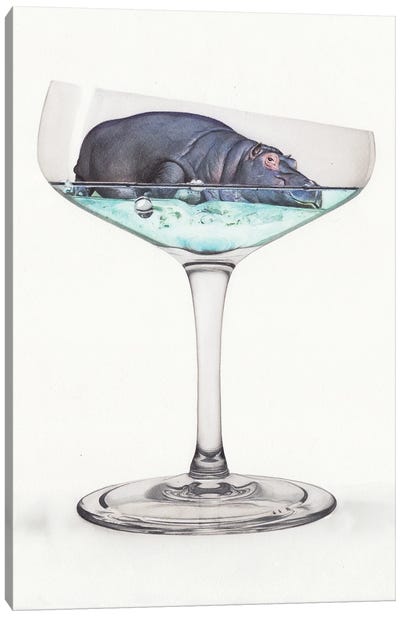 Hippopotamus In Glass Canvas Art Print - Hippopotamus Art