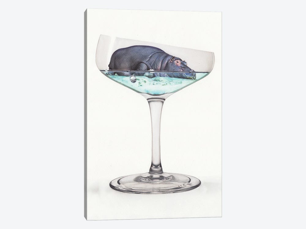Hippopotamus In Glass by REME Jr 1-piece Canvas Artwork